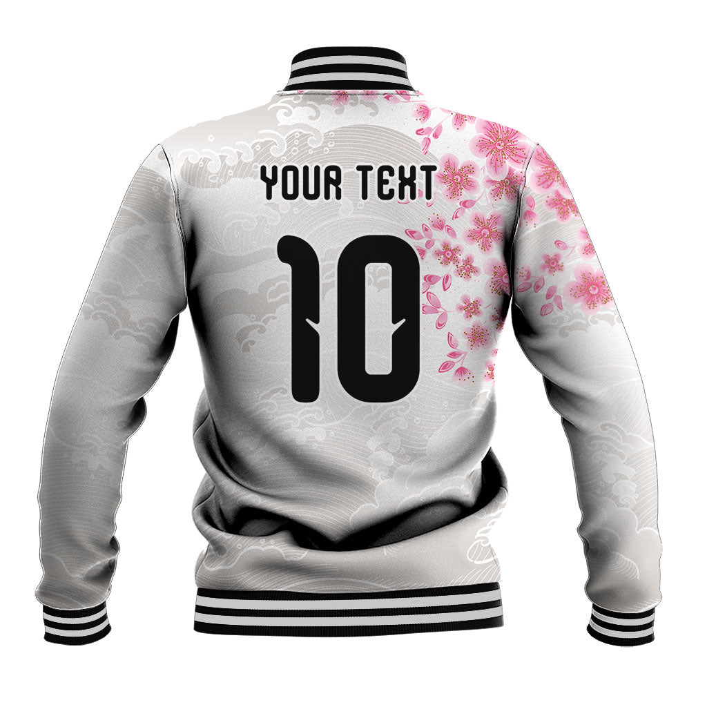 Custom Japan National Football Baseball Jacket Cherry Blossom Sakura Wave Traditional Graphic Art