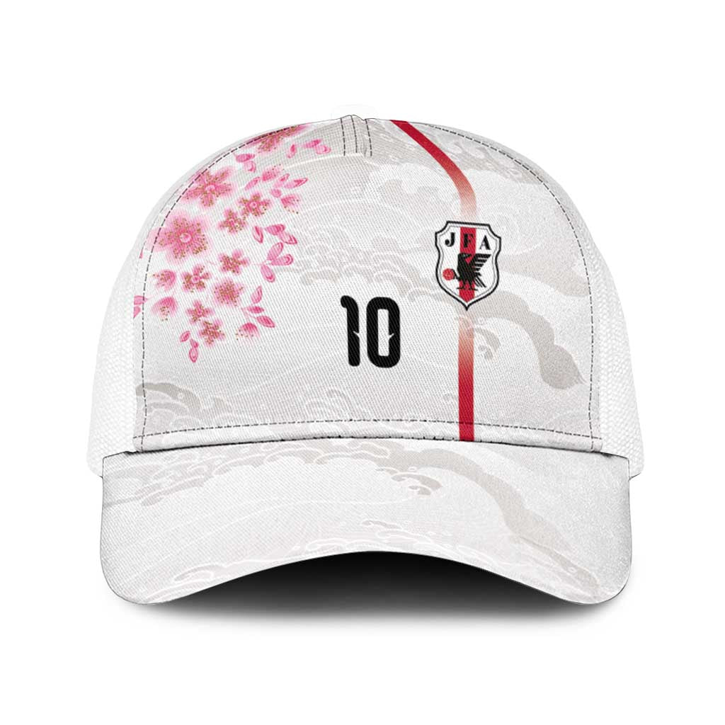Custom Japan National Football Baseball Net Cap Cherry Blossom Sakura Wave Traditional Graphic Art