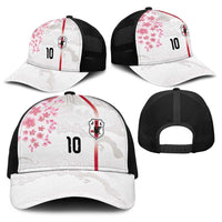 Custom Japan National Football Baseball Net Cap Cherry Blossom Sakura Wave Traditional Graphic Art