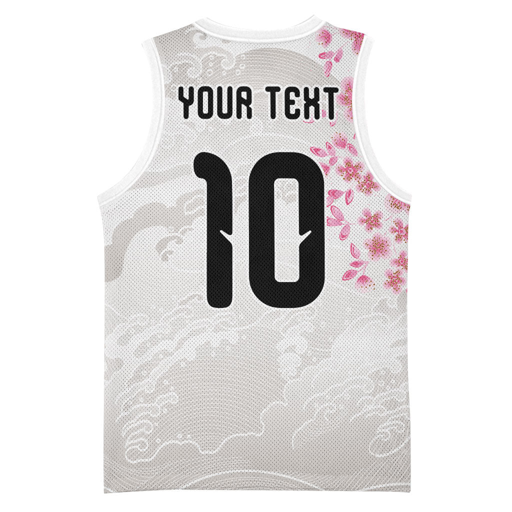 Custom Japan National Football Basketball Jersey Cherry Blossom Sakura Wave Traditional Graphic Art