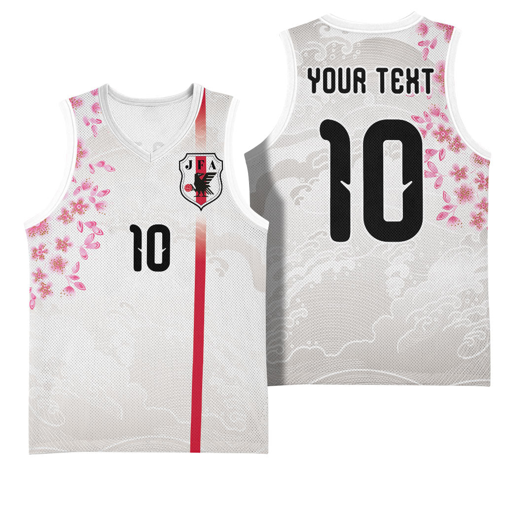 Custom Japan National Football Basketball Jersey Cherry Blossom Sakura Wave Traditional Graphic Art
