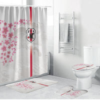 Japan National Football Bathroom Set Cherry Blossom Sakura Wave Traditional Graphic Art