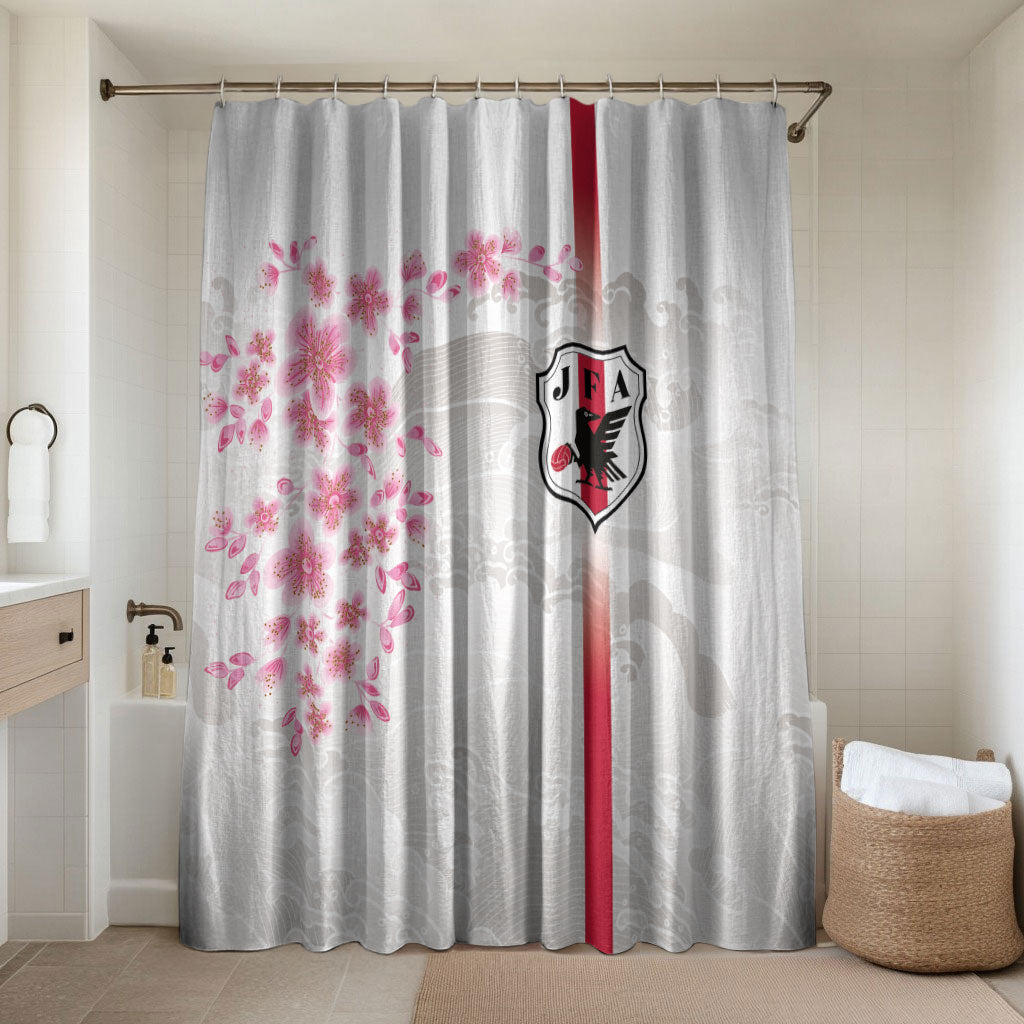 Japan National Football Bathroom Set Cherry Blossom Sakura Wave Traditional Graphic Art