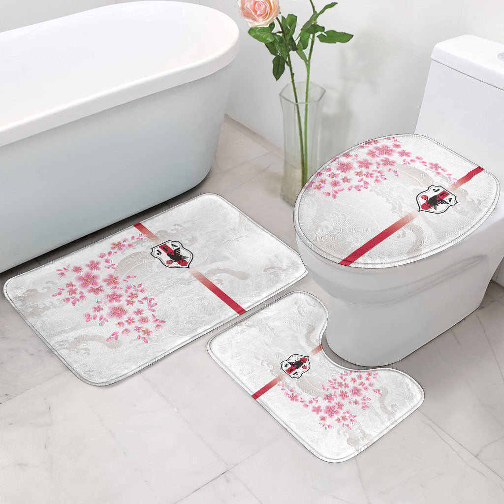 Japan National Football Bathroom Set Cherry Blossom Sakura Wave Traditional Graphic Art
