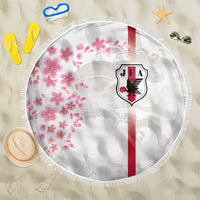 Japan National Football Beach Blanket Cherry Blossom Sakura Wave Traditional Graphic Art