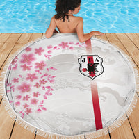 Japan National Football Beach Blanket Cherry Blossom Sakura Wave Traditional Graphic Art