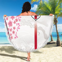 Japan National Football Beach Blanket Cherry Blossom Sakura Wave Traditional Graphic Art