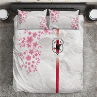 Japan National Football Bedding Set Cherry Blossom Sakura Wave Traditional Graphic Art
