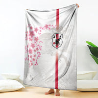 Japan National Football Blanket Cherry Blossom Sakura Wave Traditional Graphic Art