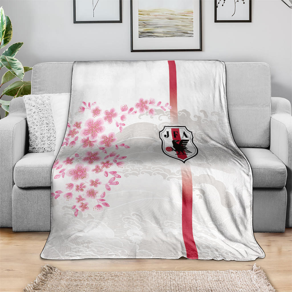 Japan National Football Blanket Cherry Blossom Sakura Wave Traditional Graphic Art