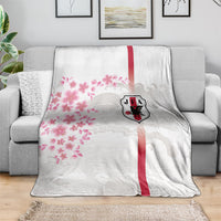 Japan National Football Blanket Cherry Blossom Sakura Wave Traditional Graphic Art