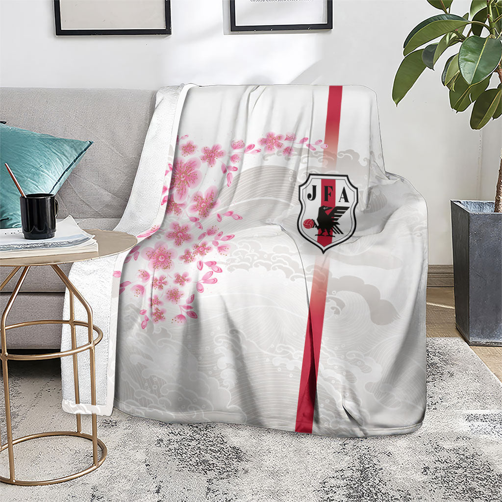 Japan National Football Blanket Cherry Blossom Sakura Wave Traditional Graphic Art