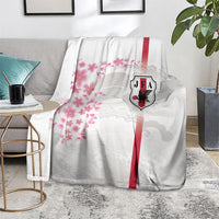 Japan National Football Blanket Cherry Blossom Sakura Wave Traditional Graphic Art
