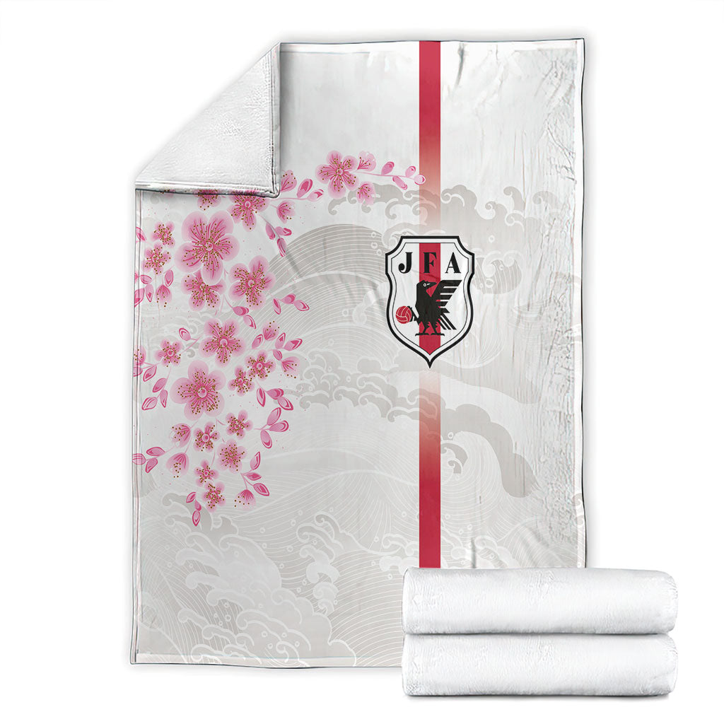 Japan National Football Blanket Cherry Blossom Sakura Wave Traditional Graphic Art