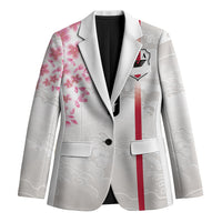 Custom Japan National Football Blazer Cherry Blossom Sakura Wave Traditional Graphic Art