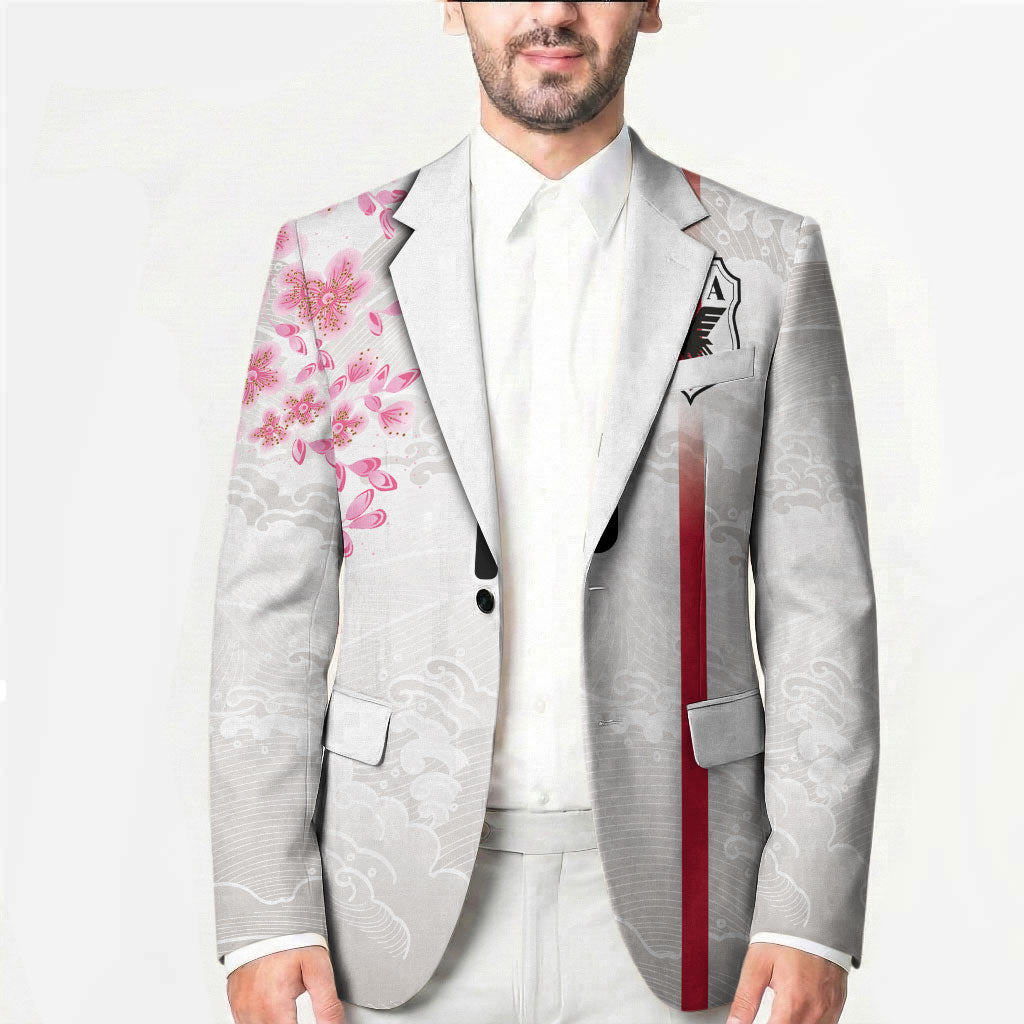 Custom Japan National Football Blazer Cherry Blossom Sakura Wave Traditional Graphic Art