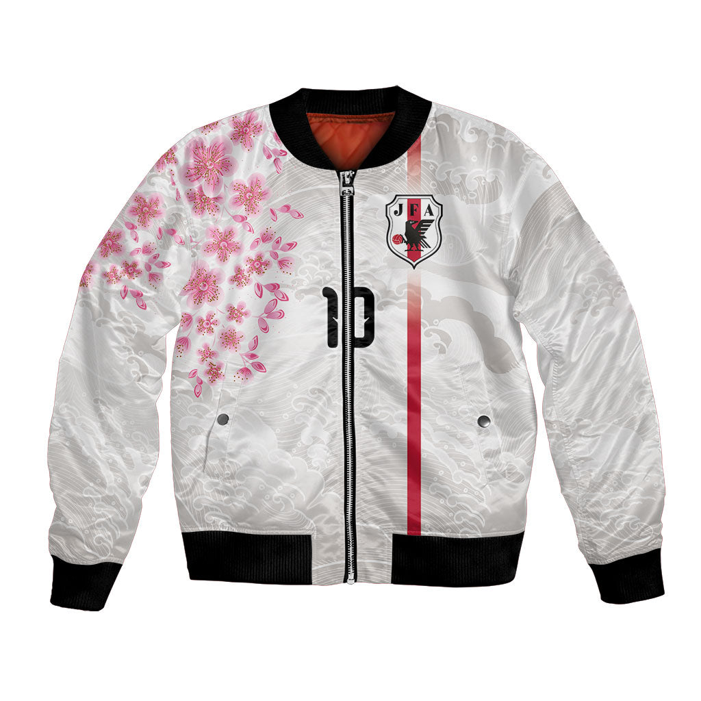 Custom Japan National Football Bomber Jacket Cherry Blossom Sakura Wave Traditional Graphic Art