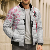 Custom Japan National Football Bomber Puffer Jacket Cherry Blossom Sakura Wave Traditional Graphic Art
