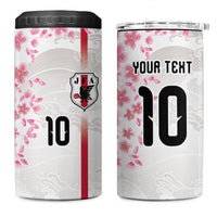 Custom Japan National Football 4 in 1 Can Cooler Tumbler Cherry Blossom Sakura Wave Traditional Graphic Art