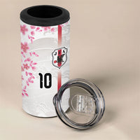 Custom Japan National Football 4 in 1 Can Cooler Tumbler Cherry Blossom Sakura Wave Traditional Graphic Art