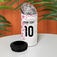 Custom Japan National Football 4 in 1 Can Cooler Tumbler Cherry Blossom Sakura Wave Traditional Graphic Art