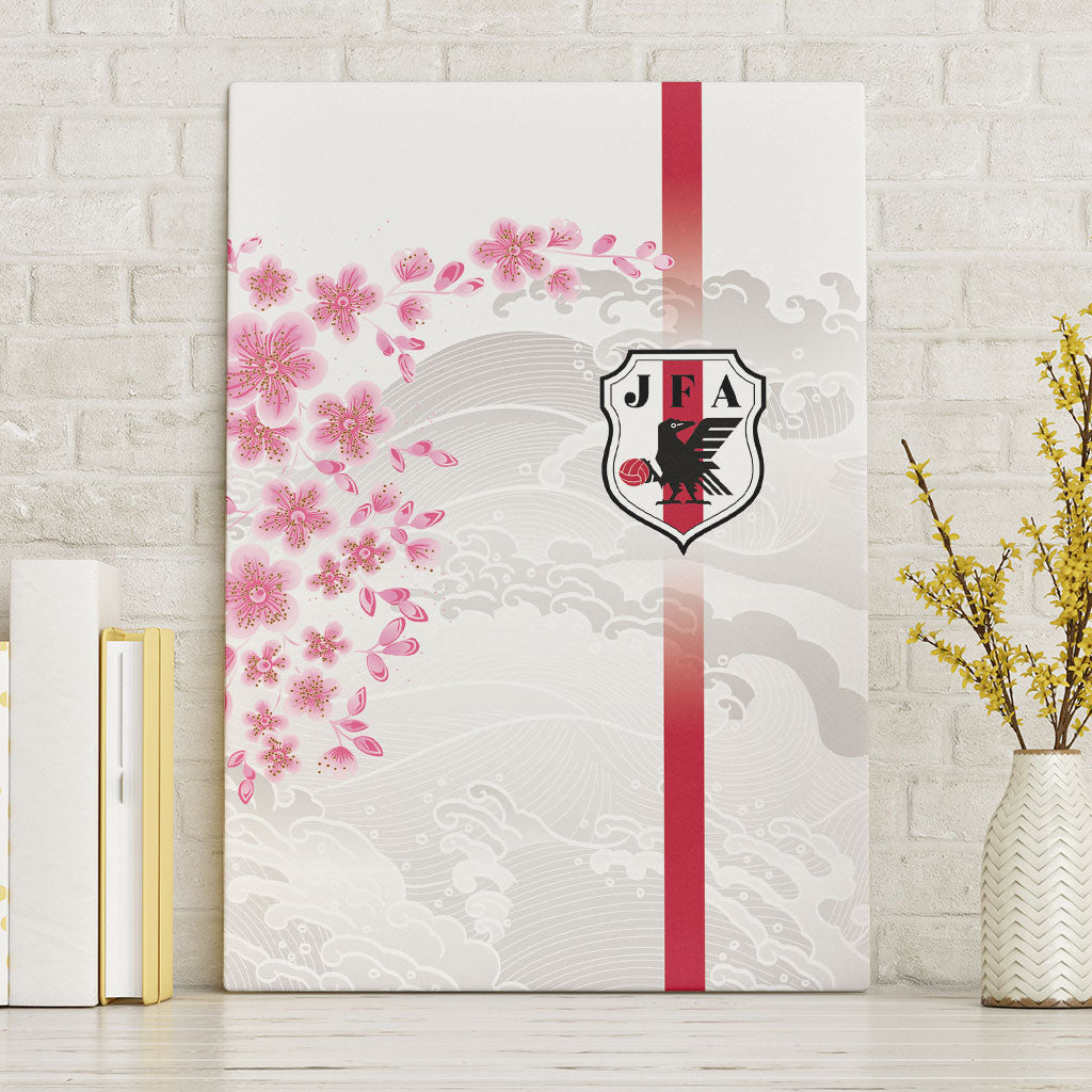 Japan National Football Canvas Wall Art Cherry Blossom Sakura Wave Traditional Graphic Art