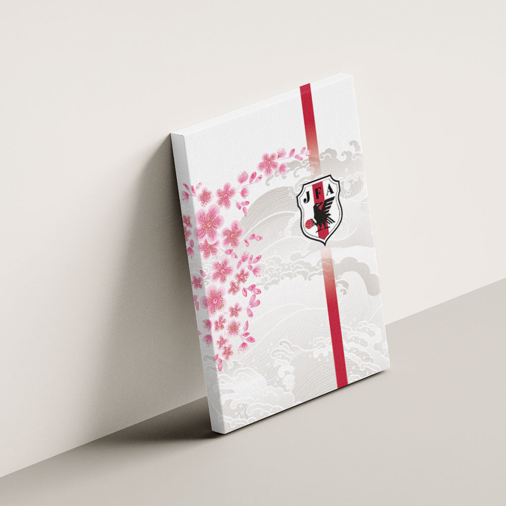 Japan National Football Canvas Wall Art Cherry Blossom Sakura Wave Traditional Graphic Art