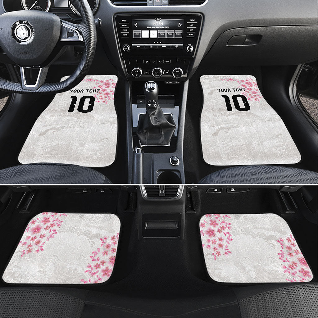 Custom Japan National Football Car Mats Cherry Blossom Sakura Wave Traditional Graphic Art