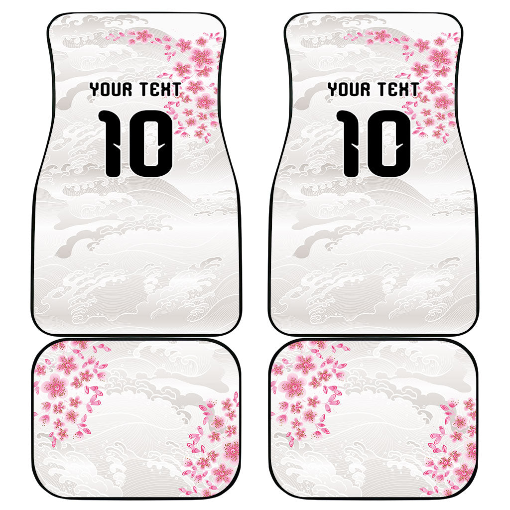 Custom Japan National Football Car Mats Cherry Blossom Sakura Wave Traditional Graphic Art