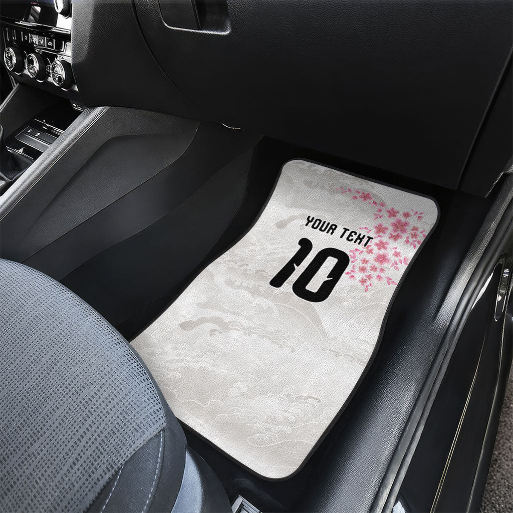 Custom Japan National Football Car Mats Cherry Blossom Sakura Wave Traditional Graphic Art