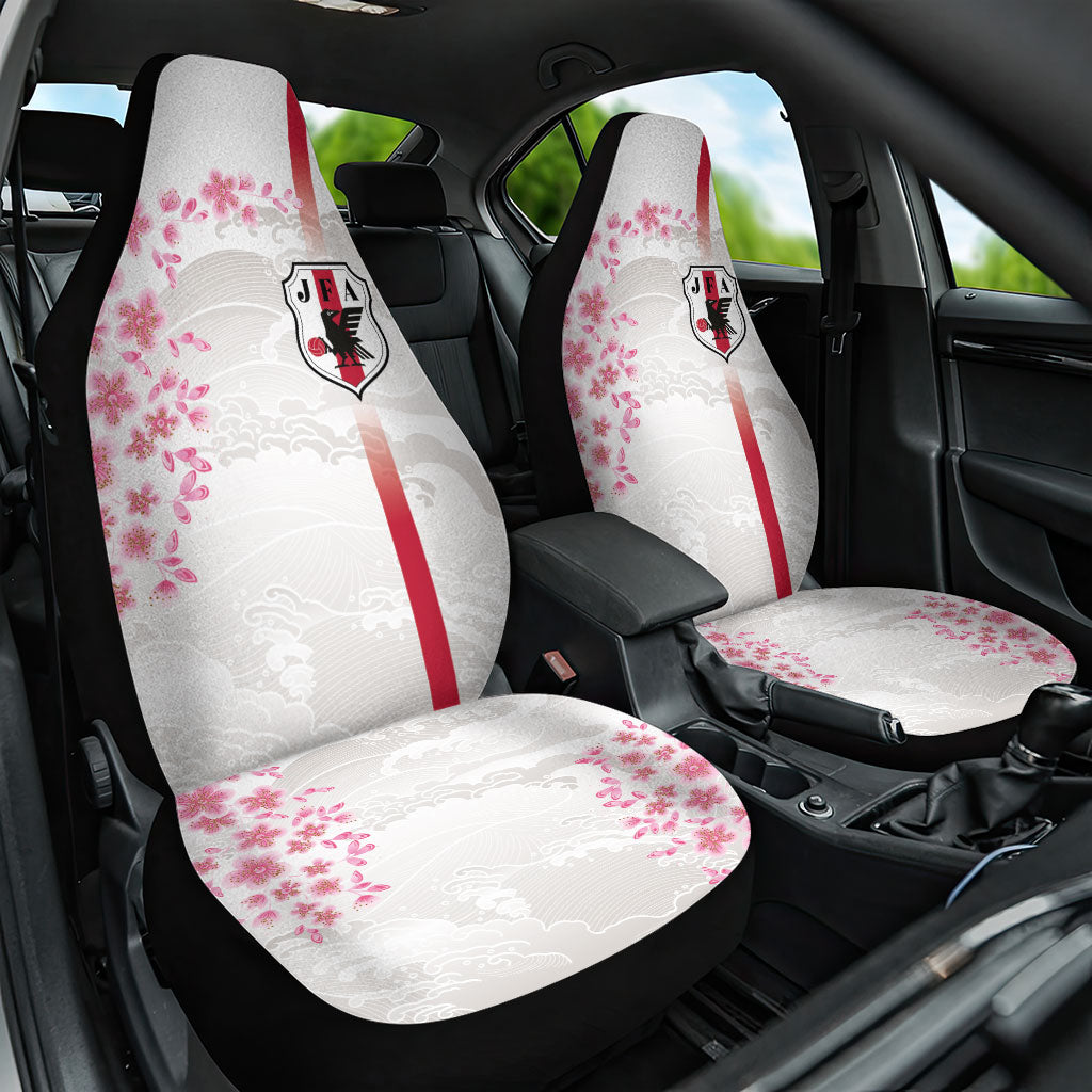 Japan National Football Car Seat Cover Cherry Blossom Sakura Wave Traditional Graphic Art