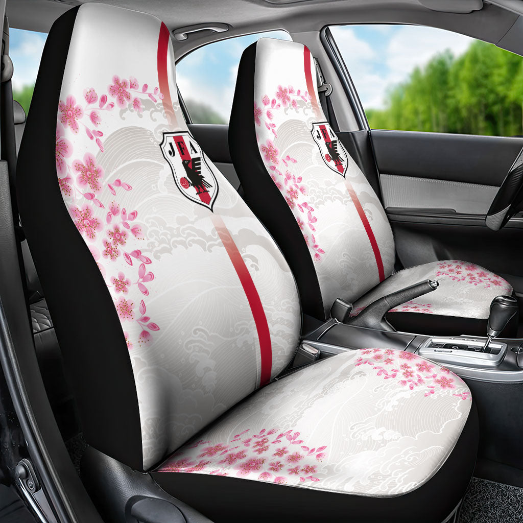 Japan National Football Car Seat Cover Cherry Blossom Sakura Wave Traditional Graphic Art
