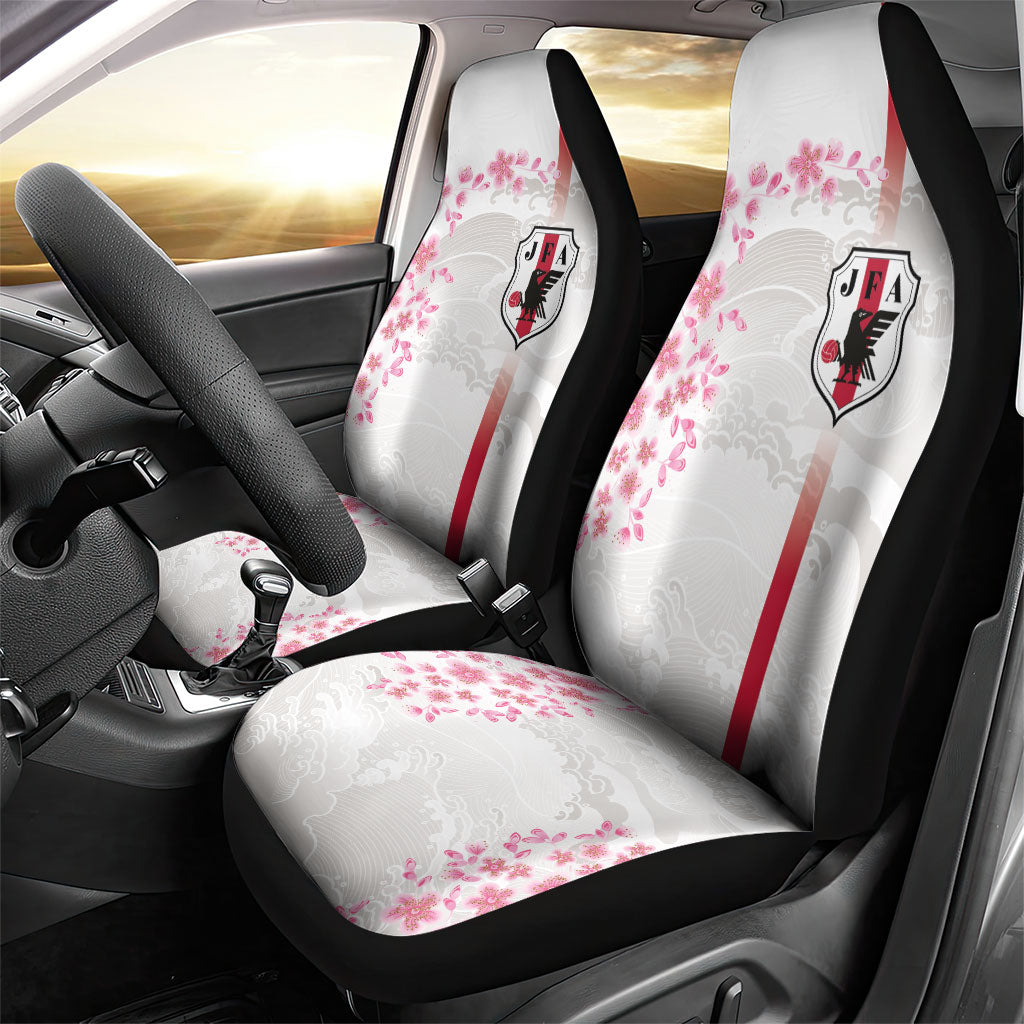Japan National Football Car Seat Cover Cherry Blossom Sakura Wave Traditional Graphic Art
