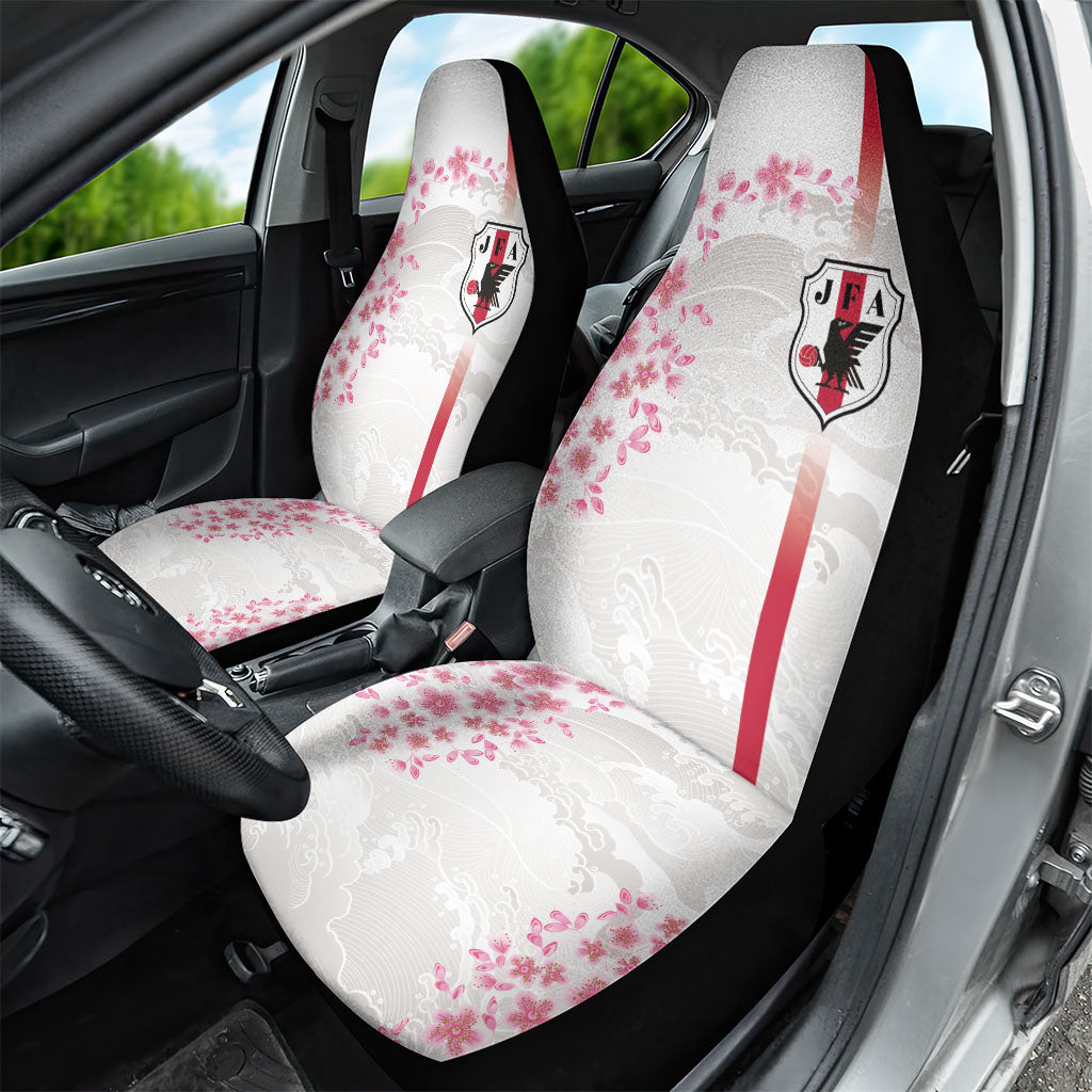Japan National Football Car Seat Cover Cherry Blossom Sakura Wave Traditional Graphic Art