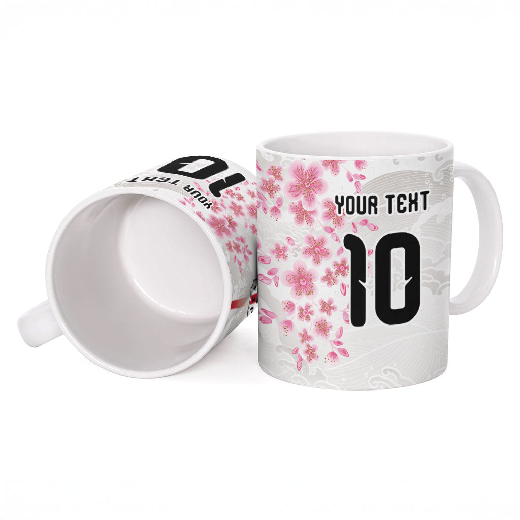 Custom Japan National Football Ceramic Mug Cherry Blossom Sakura Wave Traditional Graphic Art