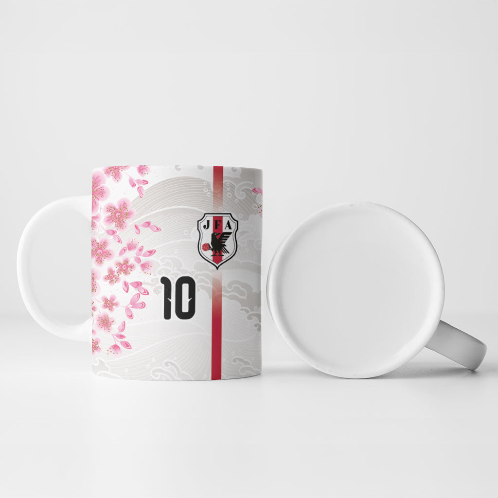 Custom Japan National Football Ceramic Mug Cherry Blossom Sakura Wave Traditional Graphic Art