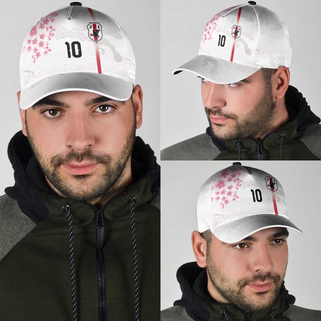 Custom Japan National Football Classic Cap Cherry Blossom Sakura Wave Traditional Graphic Art