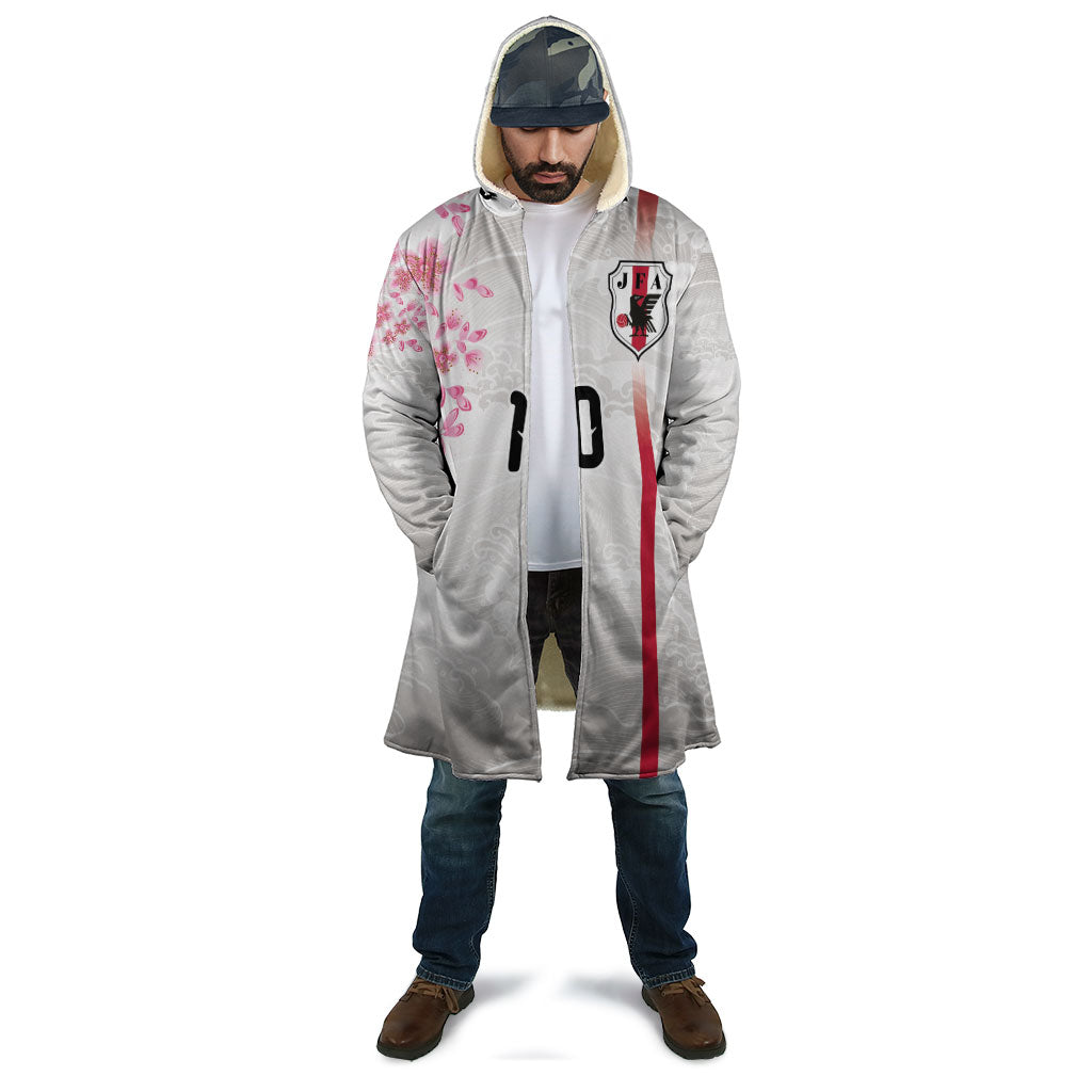 Custom Japan National Football Cloak Cherry Blossom Sakura Wave Traditional Graphic Art