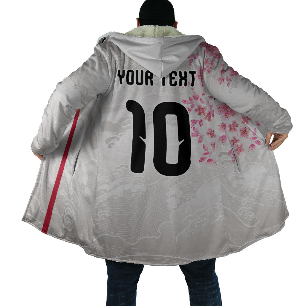 Custom Japan National Football Cloak Cherry Blossom Sakura Wave Traditional Graphic Art