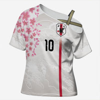 Custom Japan National Football Cross Shoulder Shirt Cherry Blossom Sakura Wave Traditional Graphic Art