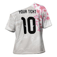 Custom Japan National Football Cross Shoulder Shirt Cherry Blossom Sakura Wave Traditional Graphic Art