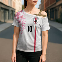 Custom Japan National Football Cross Shoulder Shirt Cherry Blossom Sakura Wave Traditional Graphic Art