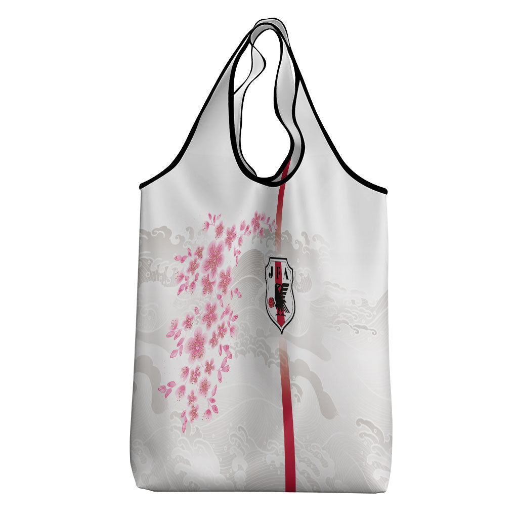 Japan National Football Grocery Bag Cherry Blossom Sakura Wave Traditional Graphic Art