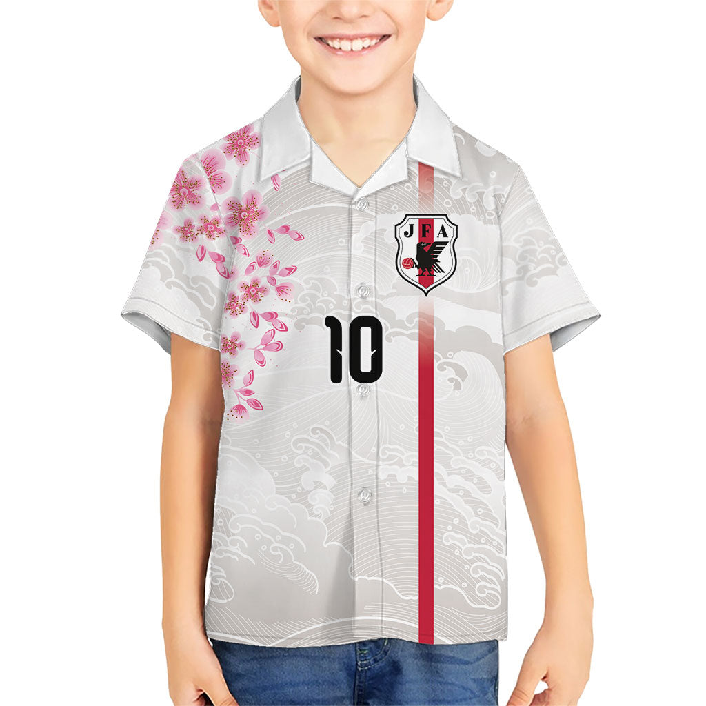 Custom Japan National Football Hawaiian Shirt Cherry Blossom Sakura Wave Traditional Graphic Art