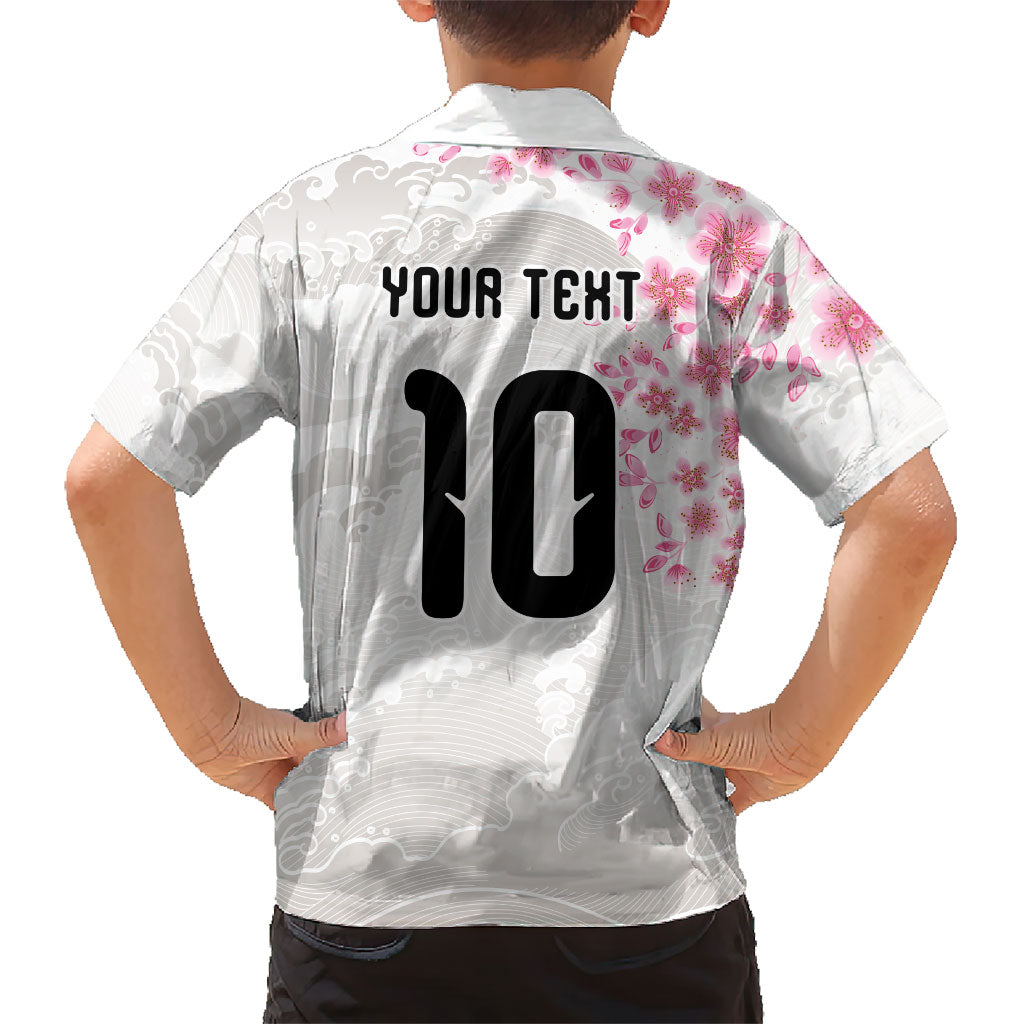 Custom Japan National Football Hawaiian Shirt Cherry Blossom Sakura Wave Traditional Graphic Art