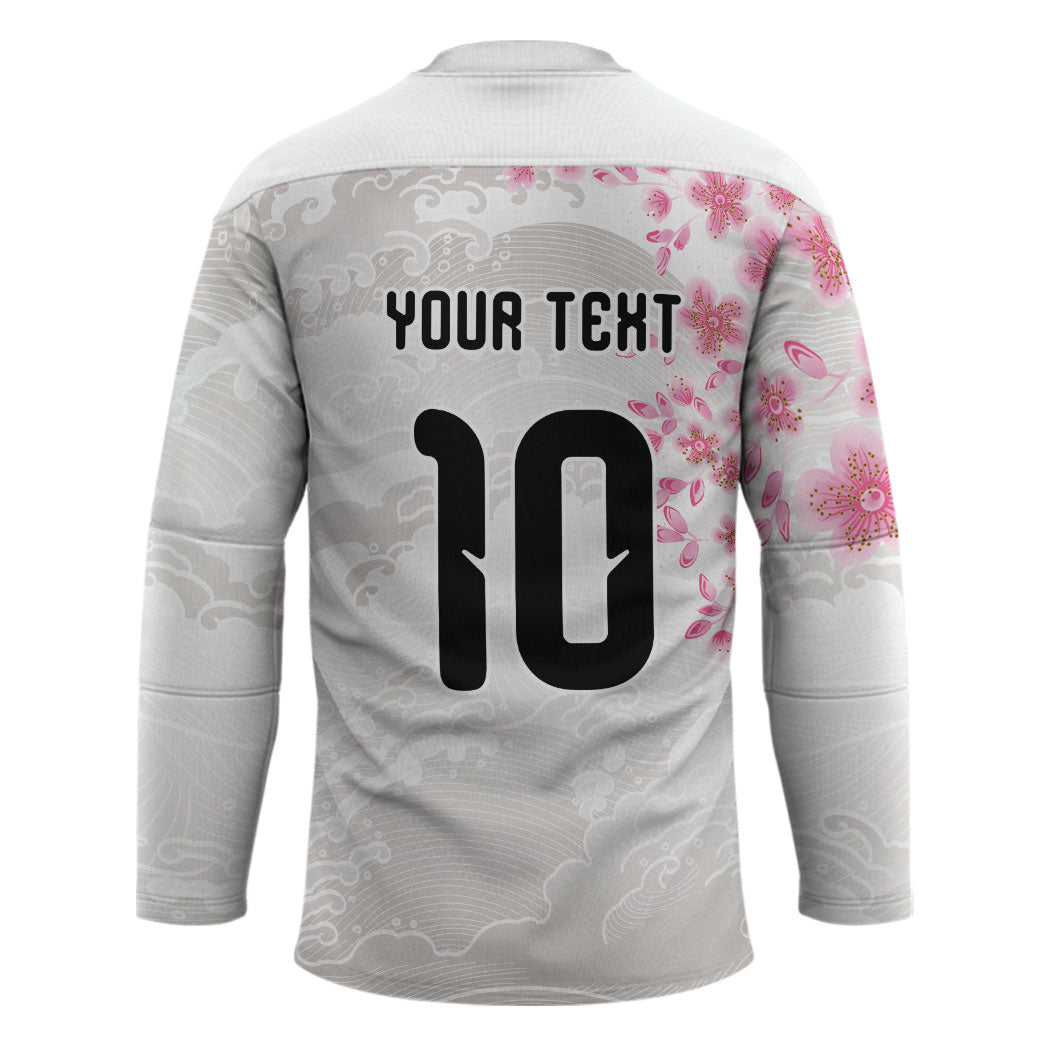 Custom Japan National Football Hockey Jersey Cherry Blossom Sakura Wave Traditional Graphic Art