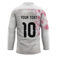 Custom Japan National Football Hockey Jersey Cherry Blossom Sakura Wave Traditional Graphic Art