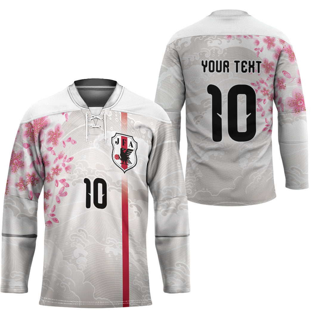 Custom Japan National Football Hockey Jersey Cherry Blossom Sakura Wave Traditional Graphic Art
