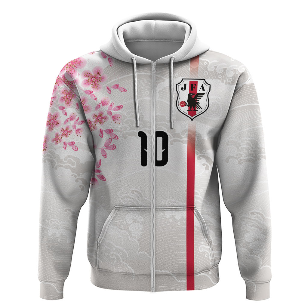 Custom Japan National Football Hoodie Cherry Blossom Sakura Wave Traditional Graphic Art