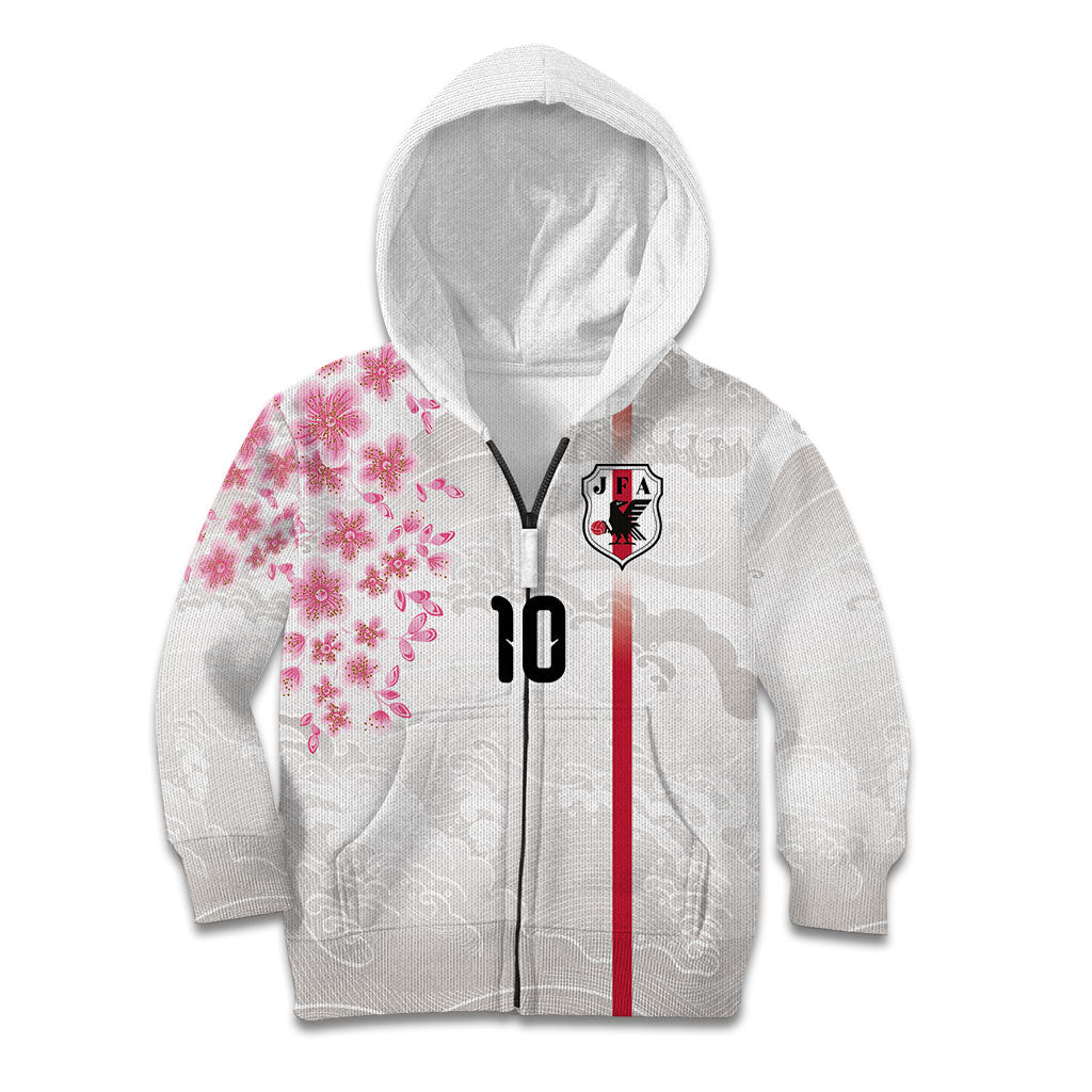 Custom Japan National Football Kid Hoodie Cherry Blossom Sakura Wave Traditional Graphic Art